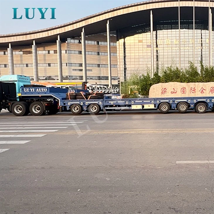 Oversize Load 10 Axle Telescopic Low Flatbed Semi‑Trailer For Heavy Hauling suppliers