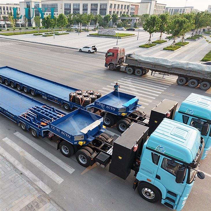 Oversize Load 10 Axle Telescopic Low Flatbed Semi‑Trailer For Heavy Hauling high quality