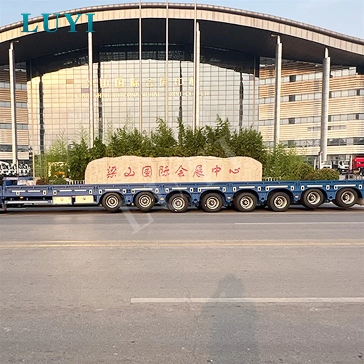 Oversize Load 10 Axle Telescopic Low Flatbed Semi‑Trailer For Heavy Hauling factory