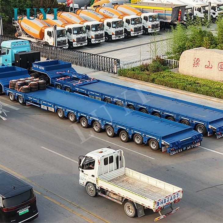 Oversize Load 10 Axle Telescopic Low Flatbed Semi‑Trailer For Heavy Hauling manufacturers