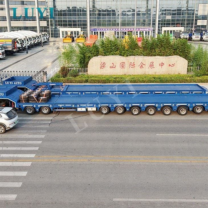 Oversize Load 10 Axle Telescopic Low Flatbed Semi‑Trailer For Heavy Hauling suppliers
